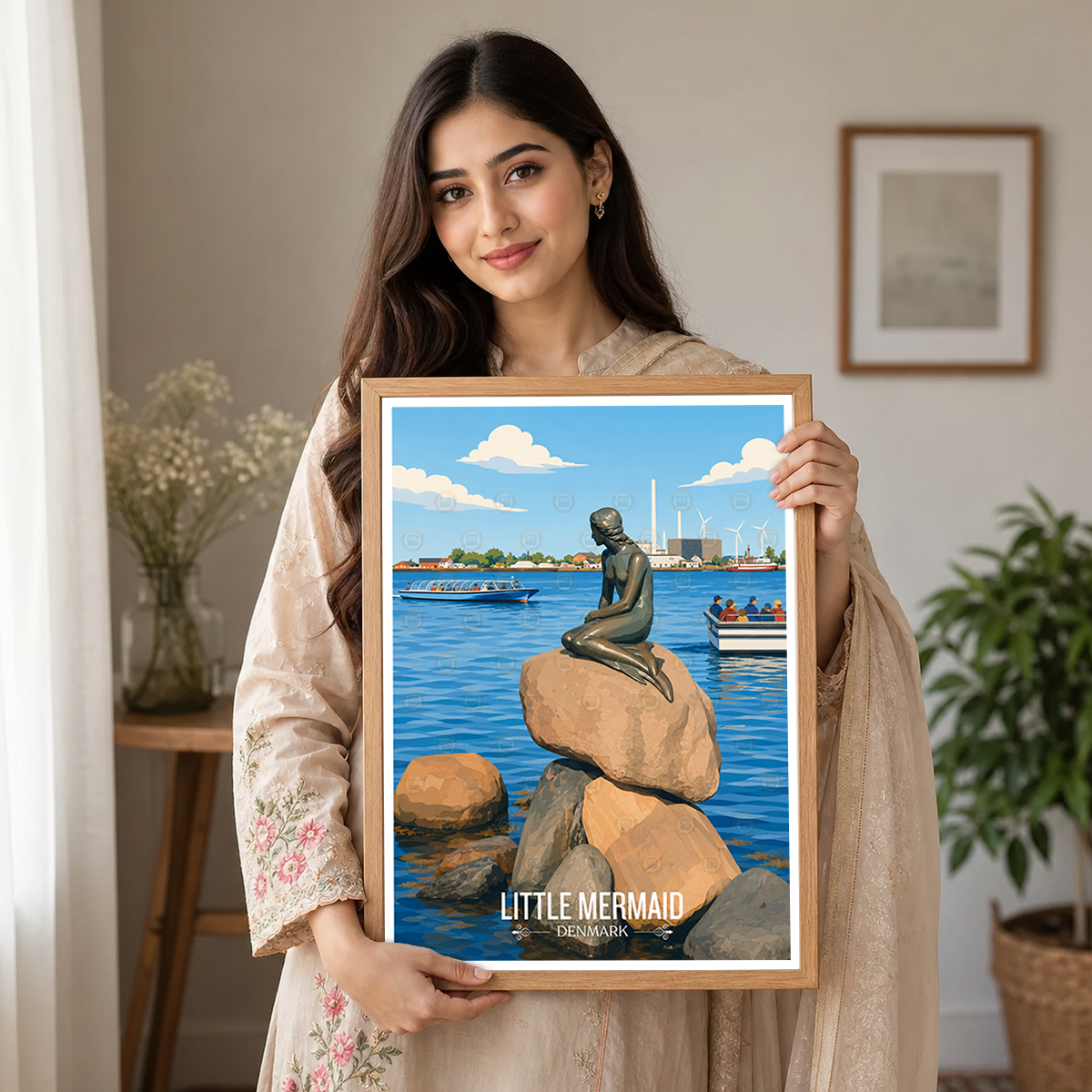 Little Mermaid - Denmark - Travel Poster Vintage Style Wall Art Print - Art Print - Travel Art Poster