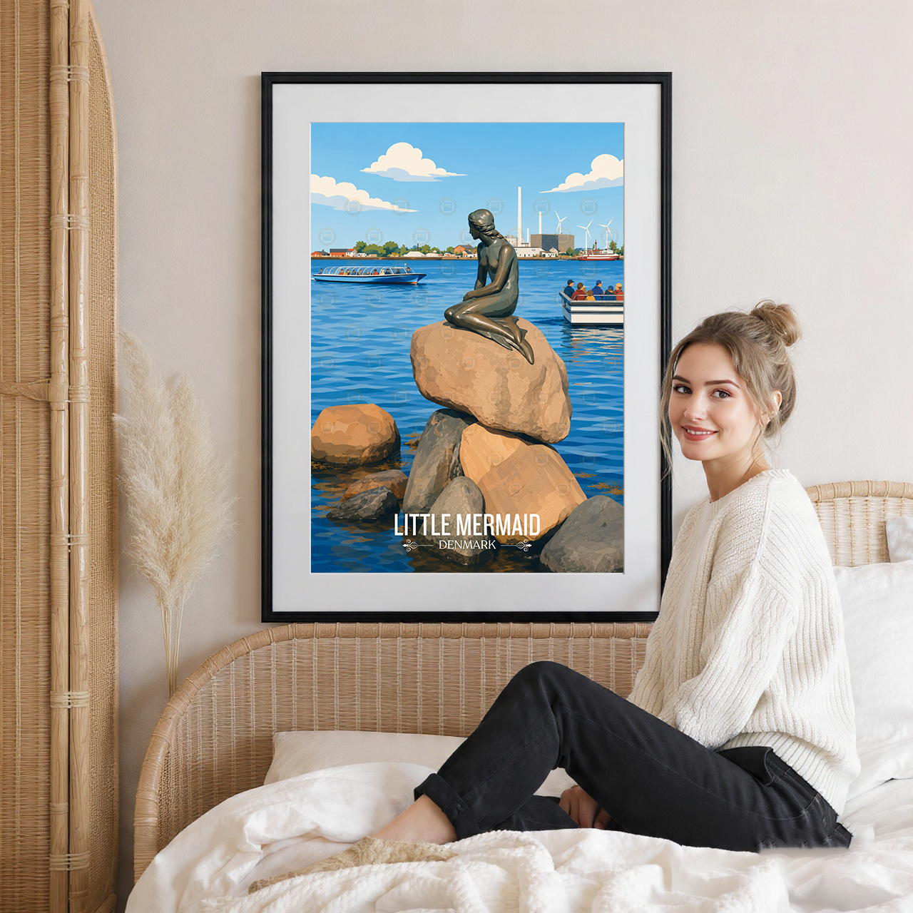 Little Mermaid - Denmark - Travel Poster Vintage Style Wall Art Print - Art Print - Travel Art Poster