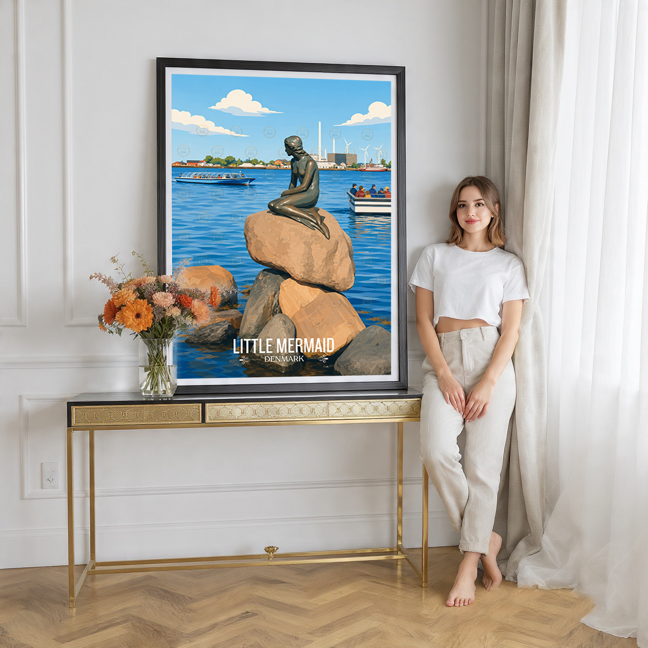 Little Mermaid - Denmark - Travel Poster Vintage Style Wall Art Print - Art Print - Travel Art Poster