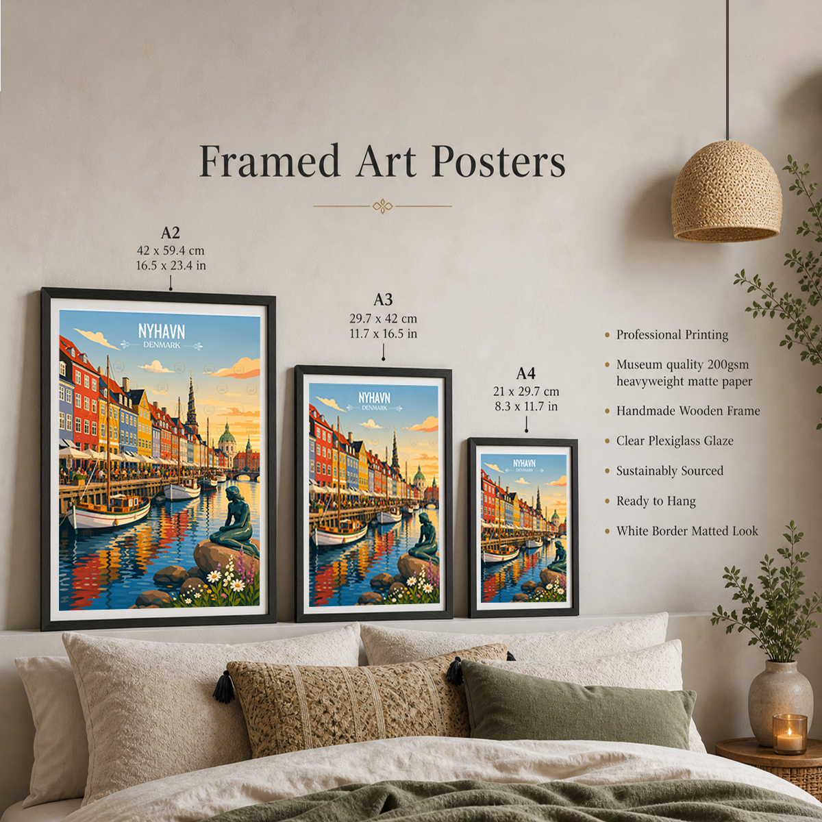 Nyhavn - Denmark - Travel Poster Vintage Style Wall Art Print - Art Print - Travel Art Poster