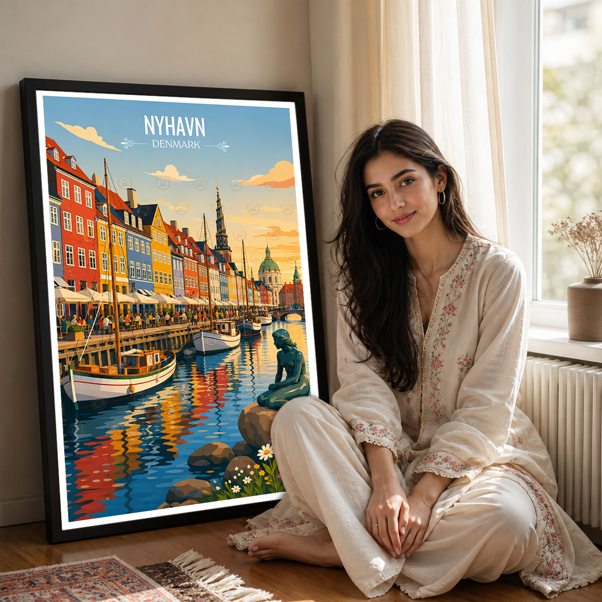 Nyhavn - Denmark - Travel Poster Vintage Style Wall Art Print - Art Print - Travel Art Poster