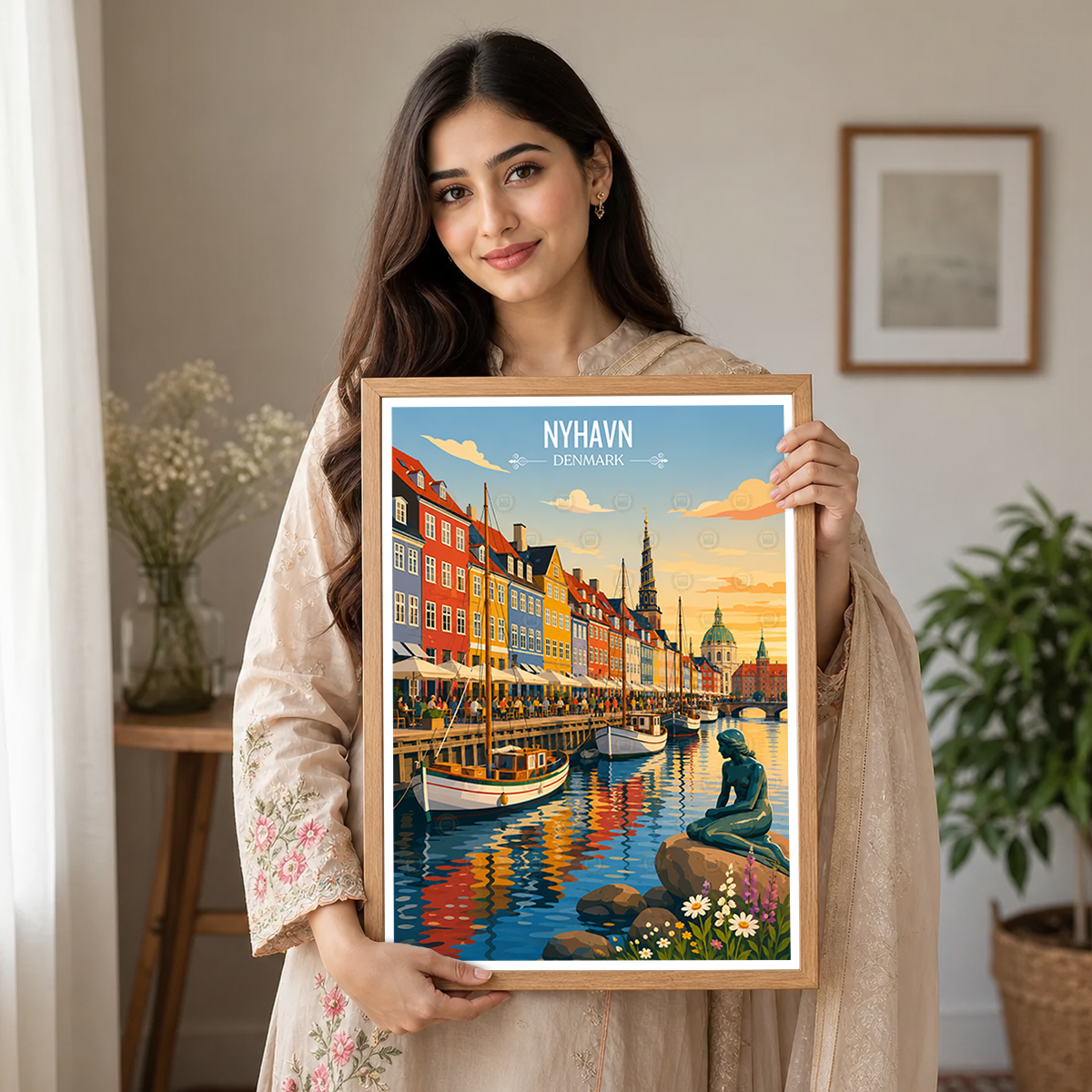 Nyhavn - Denmark - Travel Poster Vintage Style Wall Art Print - Art Print - Travel Art Poster