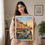 Nyhavn - Denmark - Travel Poster Vintage Style Wall Art Print - Art Print - Travel Art Poster