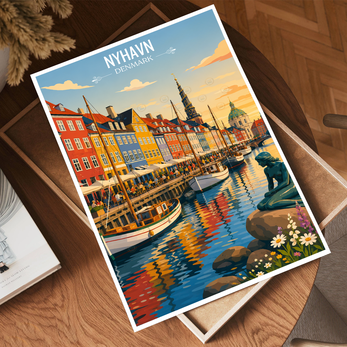 Nyhavn - Denmark - Travel Poster Vintage Style Wall Art Print - Art Print - Travel Art Poster