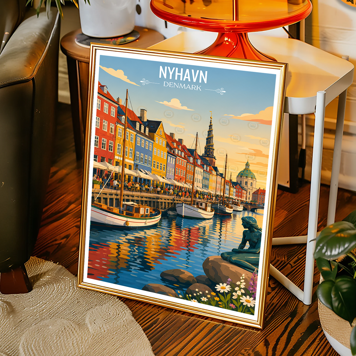 Nyhavn - Denmark - Travel Poster Vintage Style Wall Art Print - Art Print - Travel Art Poster
