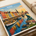 Nyhavn - Denmark - Travel Poster Vintage Style Wall Art Print - Art Print - Travel Art Poster