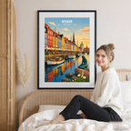 Nyhavn - Denmark - Travel Poster Vintage Style Wall Art Print - Art Print - Travel Art Poster