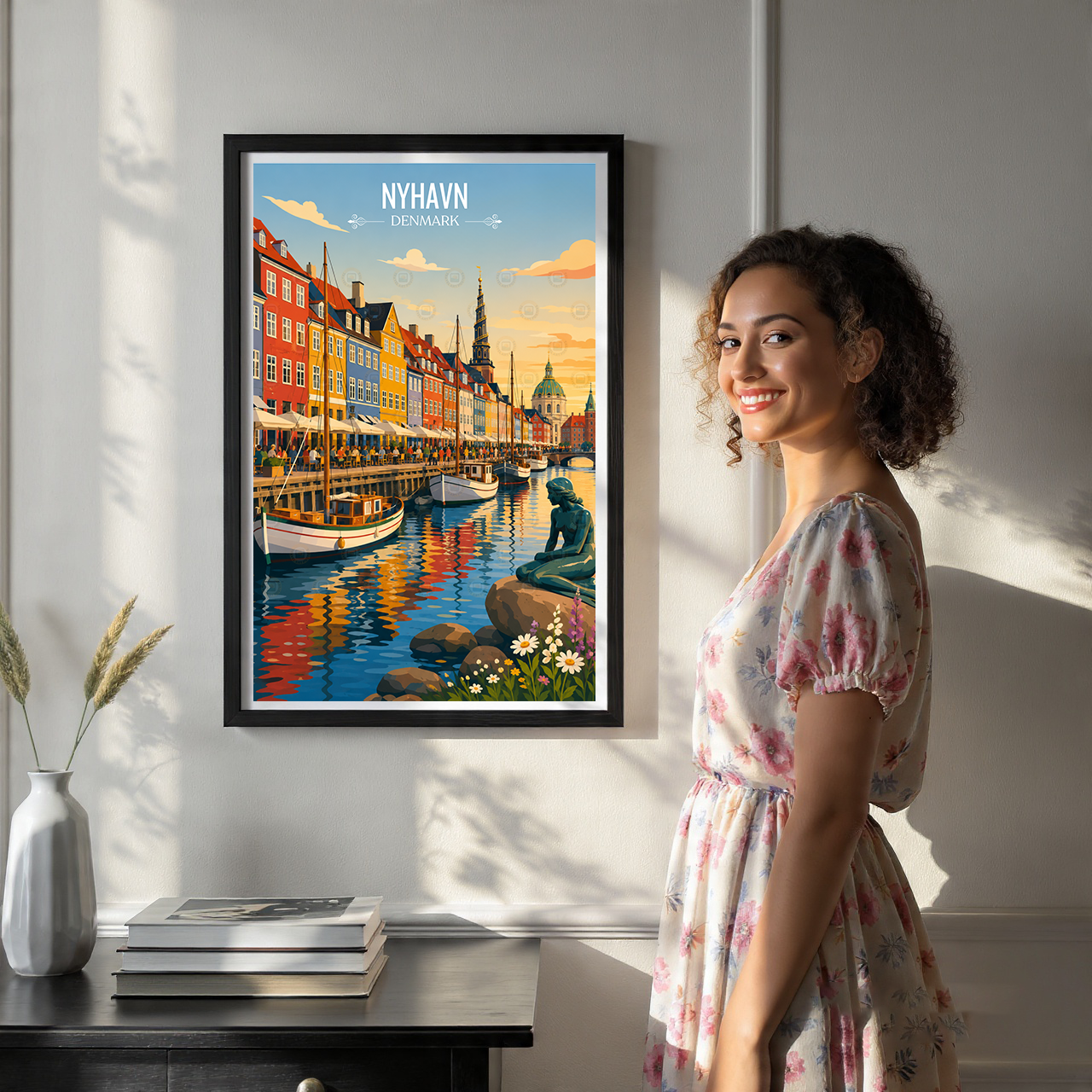 Nyhavn - Denmark - Travel Poster Vintage Style Wall Art Print - Art Print - Travel Art Poster