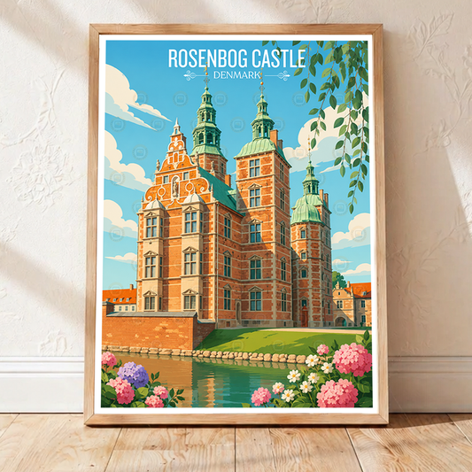 Rosenborg Castle - Denmark - Travel Poster Vintage Style Wall Art Print - Art Print - Travel Art Poster