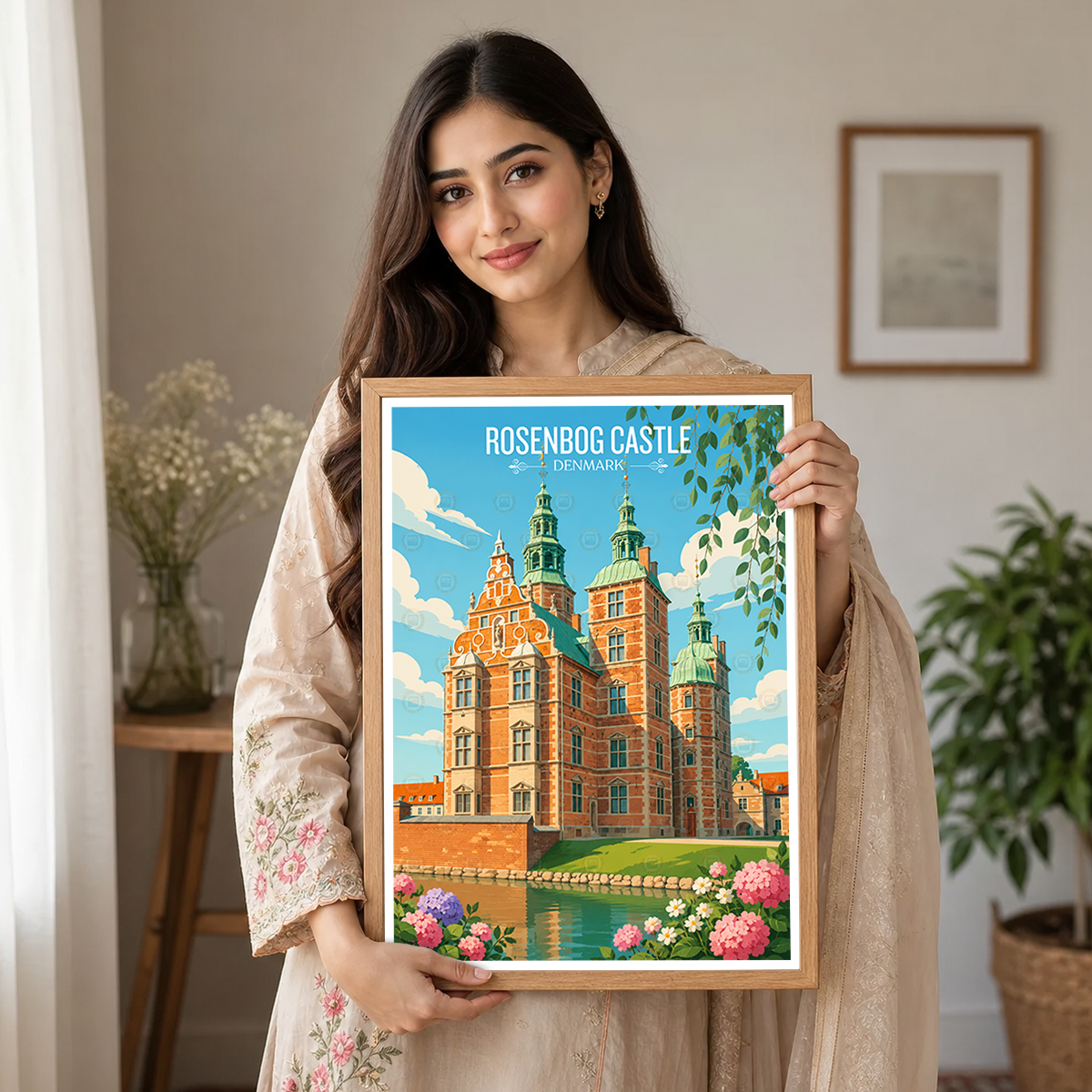 Rosenborg Castle - Denmark - Travel Poster Vintage Style Wall Art Print - Art Print - Travel Art Poster
