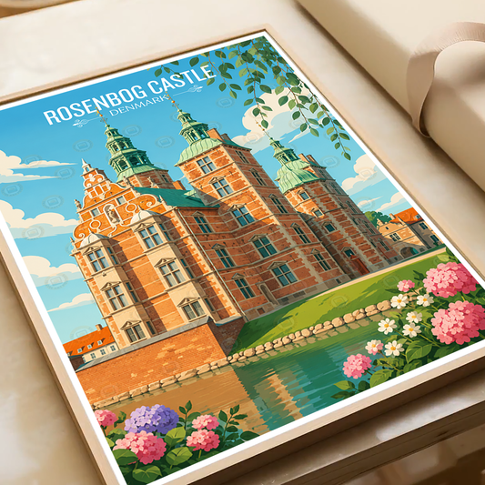 Rosenborg Castle - Denmark - Travel Poster Vintage Style Wall Art Print - Art Print - Travel Art Poster