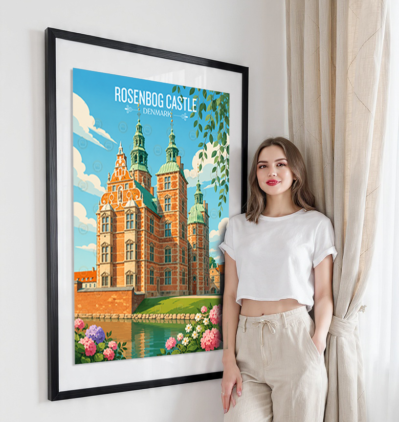 Rosenborg Castle - Denmark - Travel Poster Vintage Style Wall Art Print - Art Print - Travel Art Poster