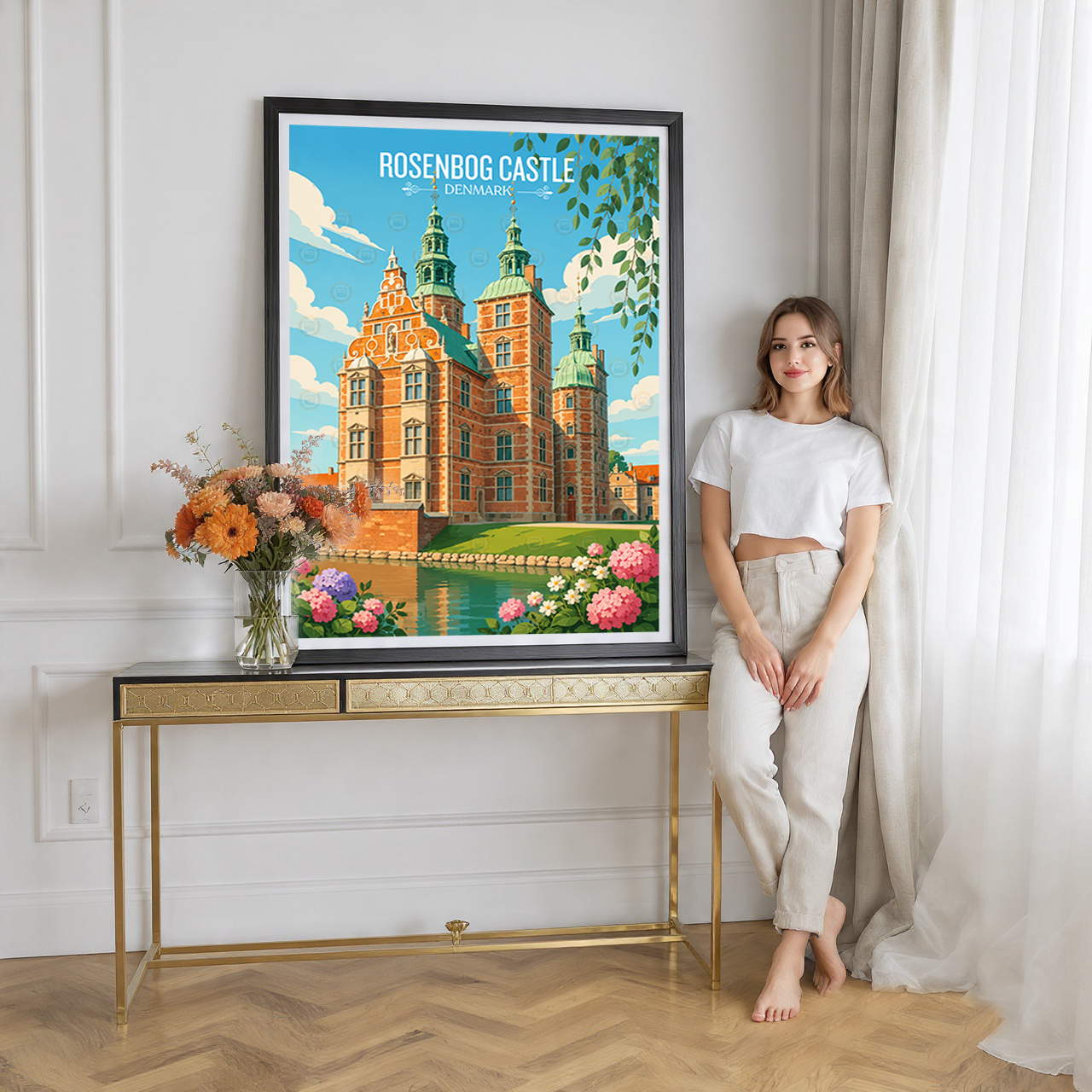 Rosenborg Castle - Denmark - Travel Poster Vintage Style Wall Art Print - Art Print - Travel Art Poster