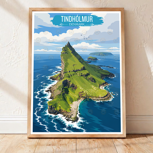 Tindhólmur - Denmark - Travel Poster Vintage Style Wall Art Print - Art Print - Travel Art Poster