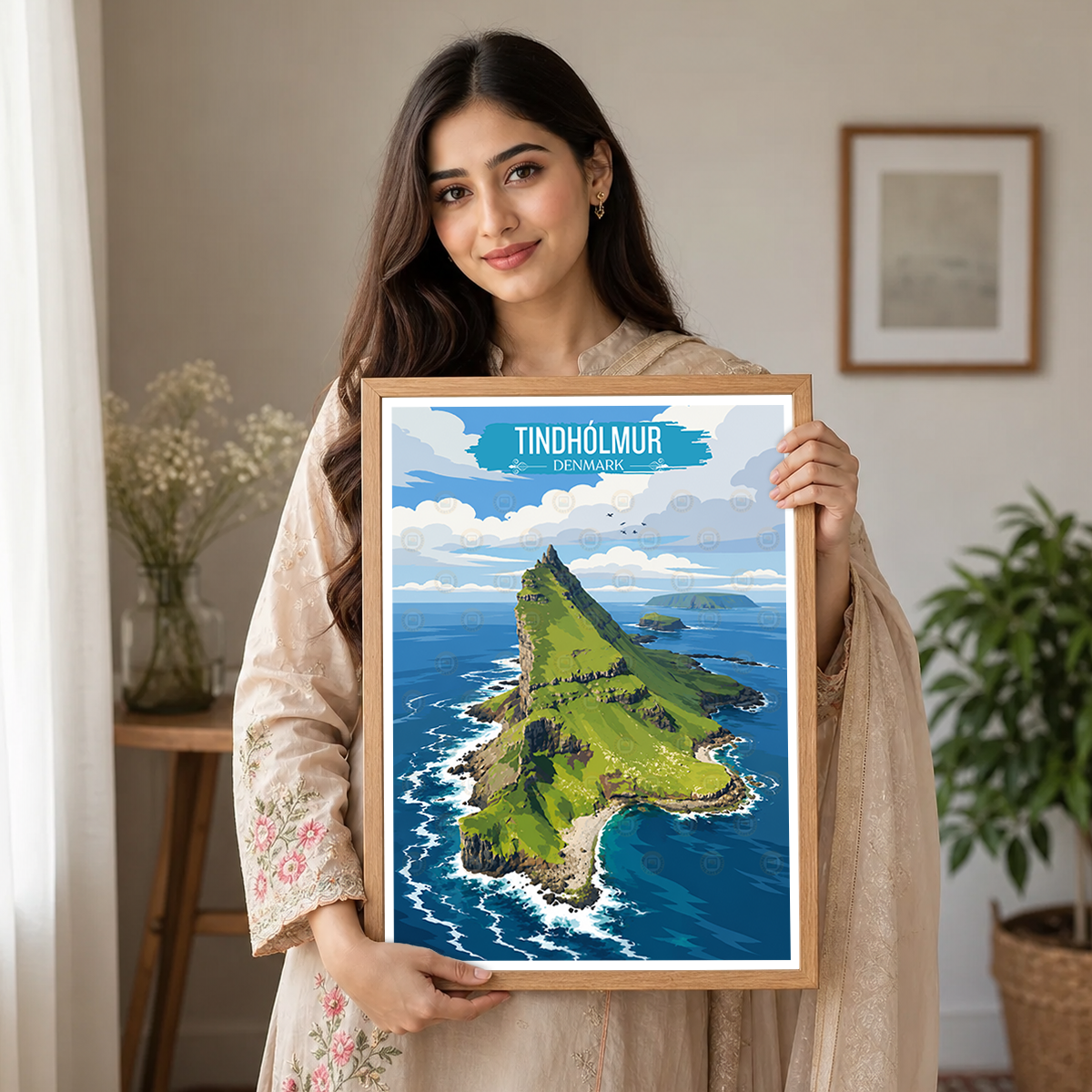 Tindhólmur - Denmark - Travel Poster Vintage Style Wall Art Print - Art Print - Travel Art Poster