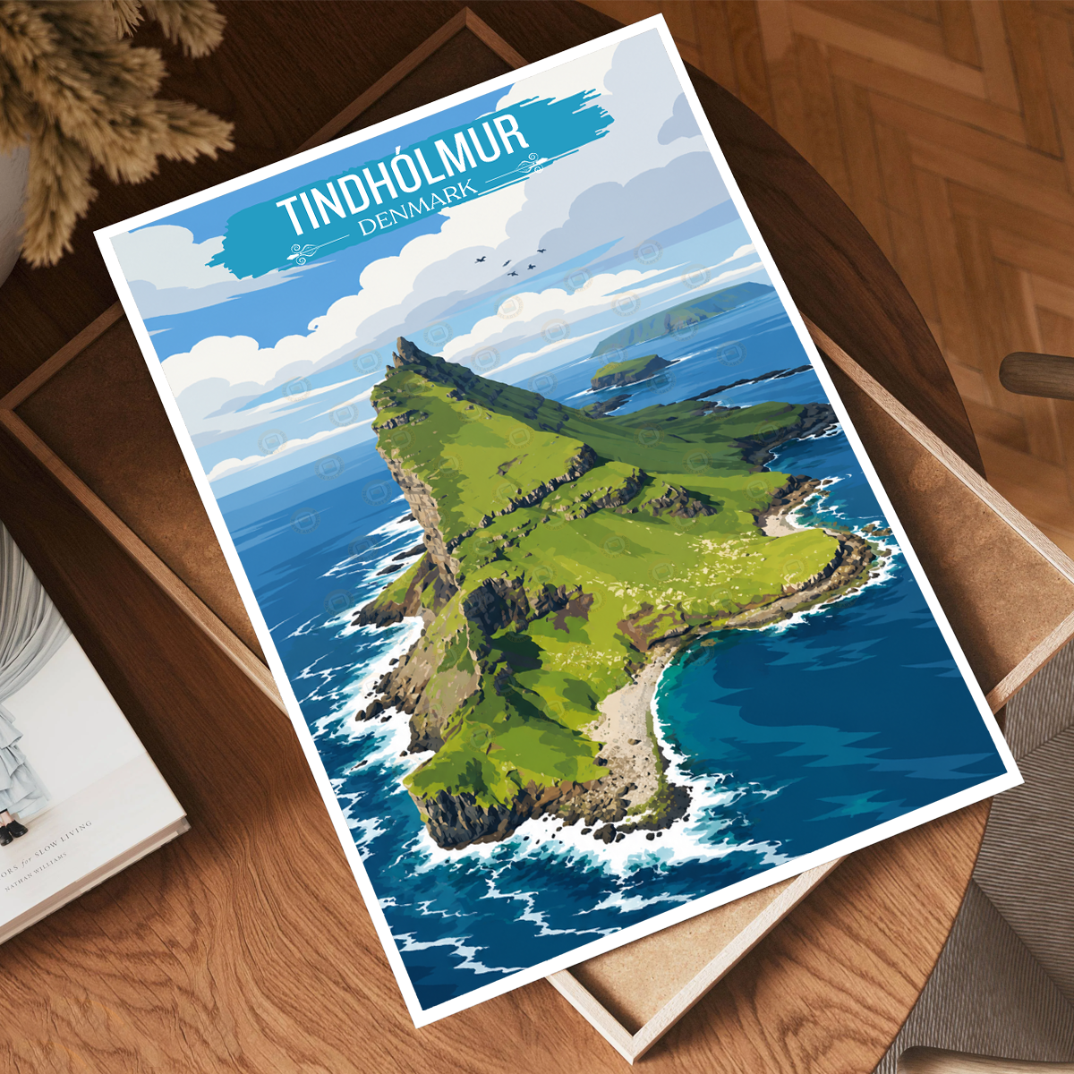 Tindhólmur - Denmark - Travel Poster Vintage Style Wall Art Print - Art Print - Travel Art Poster