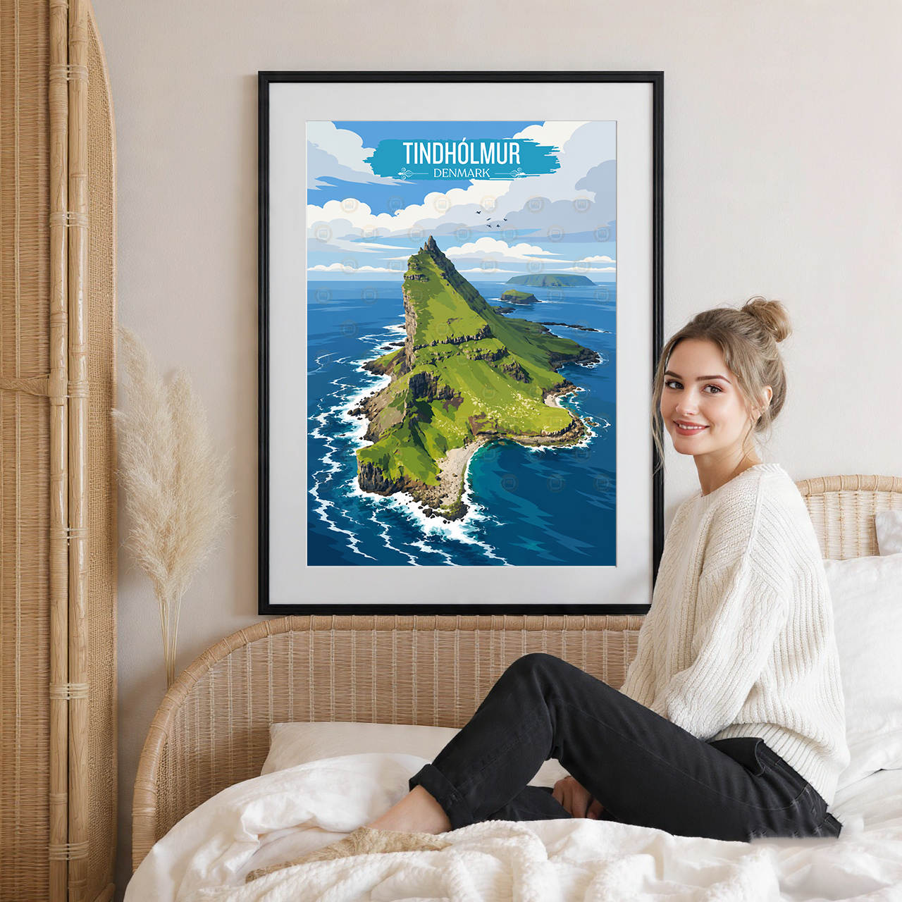 Tindhólmur - Denmark - Travel Poster Vintage Style Wall Art Print - Art Print - Travel Art Poster