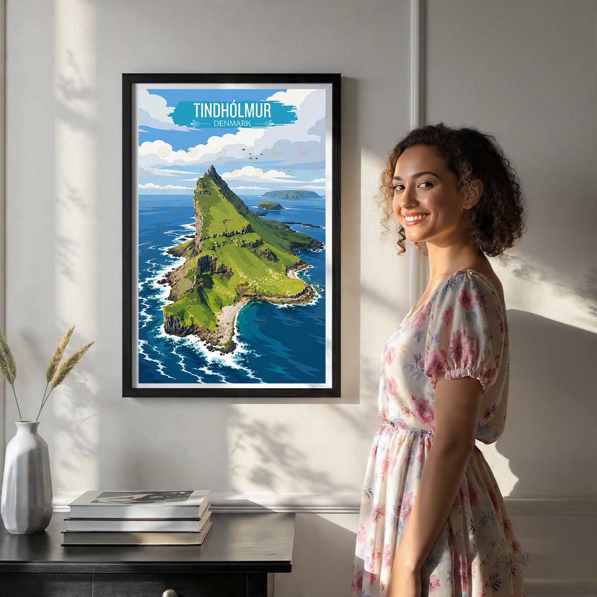 Tindhólmur - Denmark - Travel Poster Vintage Style Wall Art Print - Art Print - Travel Art Poster
