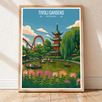 Tivoli Gardens - Denmark - Travel Poster Vintage Style Wall Art Print - Art Print - Travel Art Poster