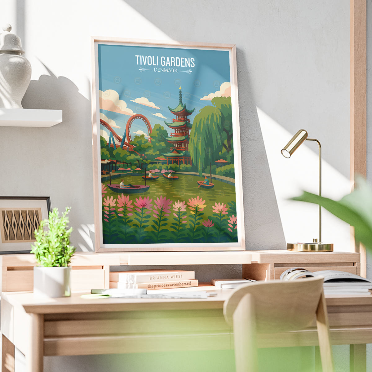 Tivoli Gardens - Denmark - Travel Poster Vintage Style Wall Art Print - Art Print - Travel Art Poster