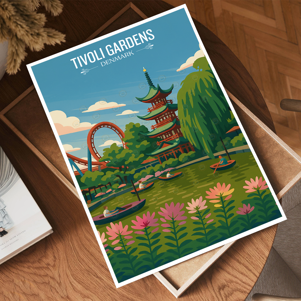 Tivoli Gardens - Denmark - Travel Poster Vintage Style Wall Art Print - Art Print - Travel Art Poster