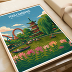 Tivoli Gardens - Denmark - Travel Poster Vintage Style Wall Art Print - Art Print - Travel Art Poster