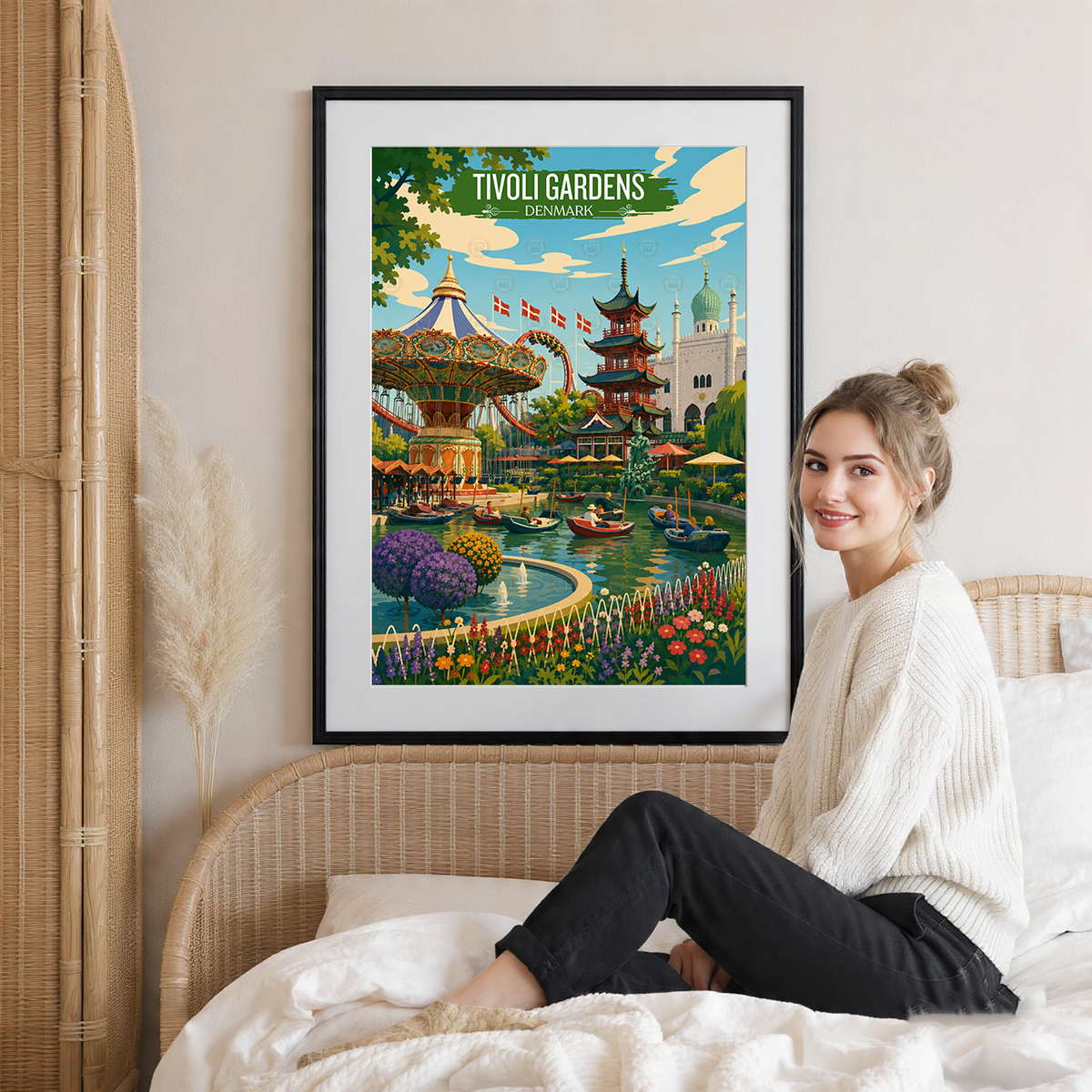 Tivoli Gardens - Denmark - Travel Poster Vintage Style Wall Art Print - Art Print - Travel Art Poster