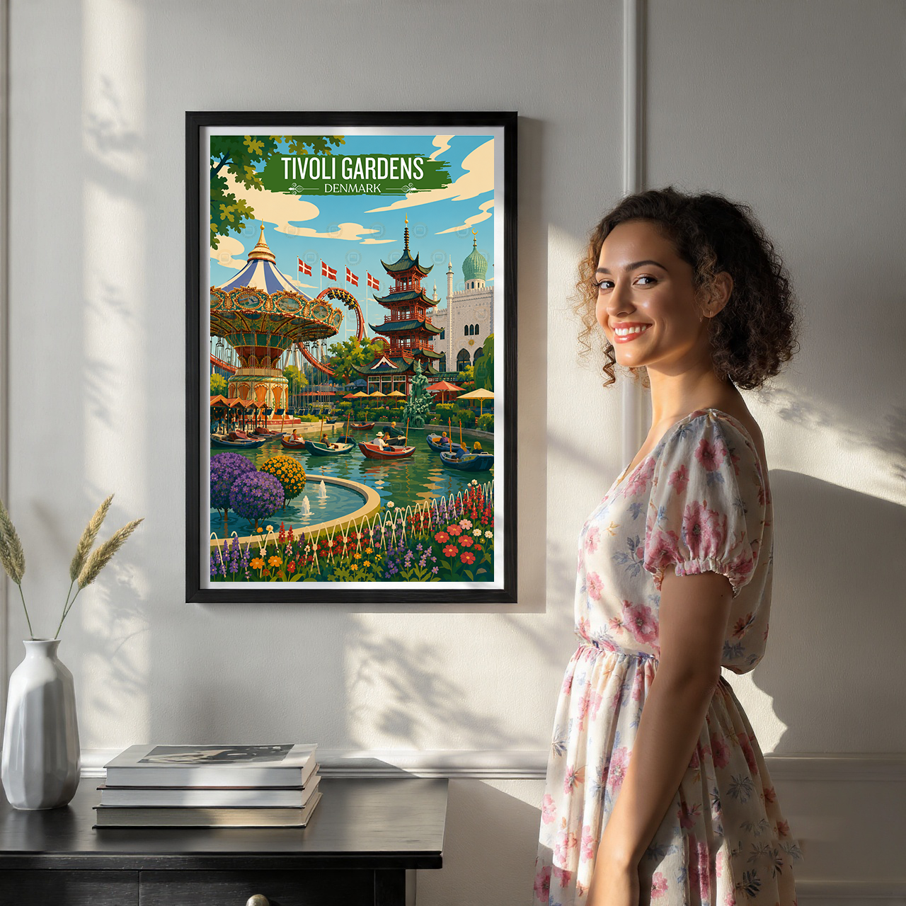 Tivoli Gardens - Denmark - Travel Poster Vintage Style Wall Art Print - Art Print - Travel Art Poster