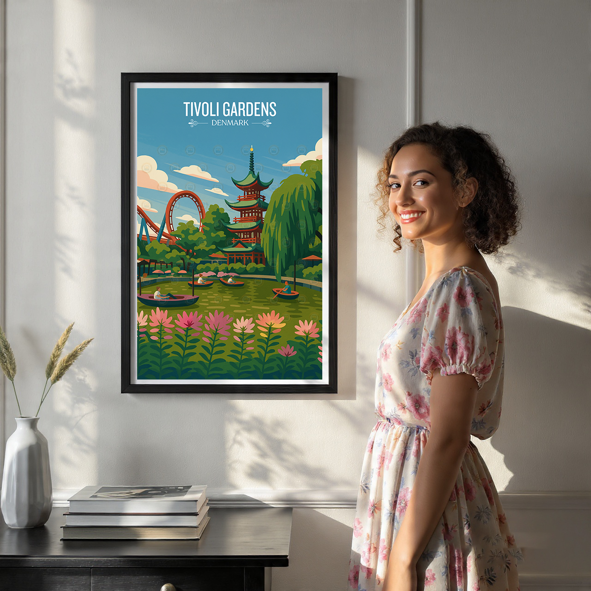 Tivoli Gardens - Denmark - Travel Poster Vintage Style Wall Art Print - Art Print - Travel Art Poster