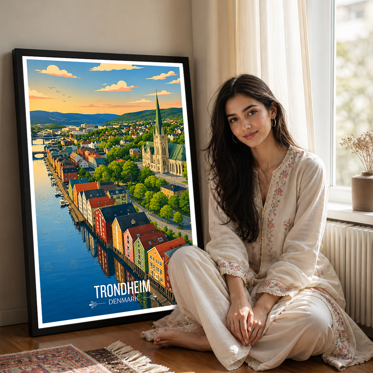 Trondheim - Denmark - Travel Poster Vintage Style Wall Art Print - Art Print - Travel Art Poster