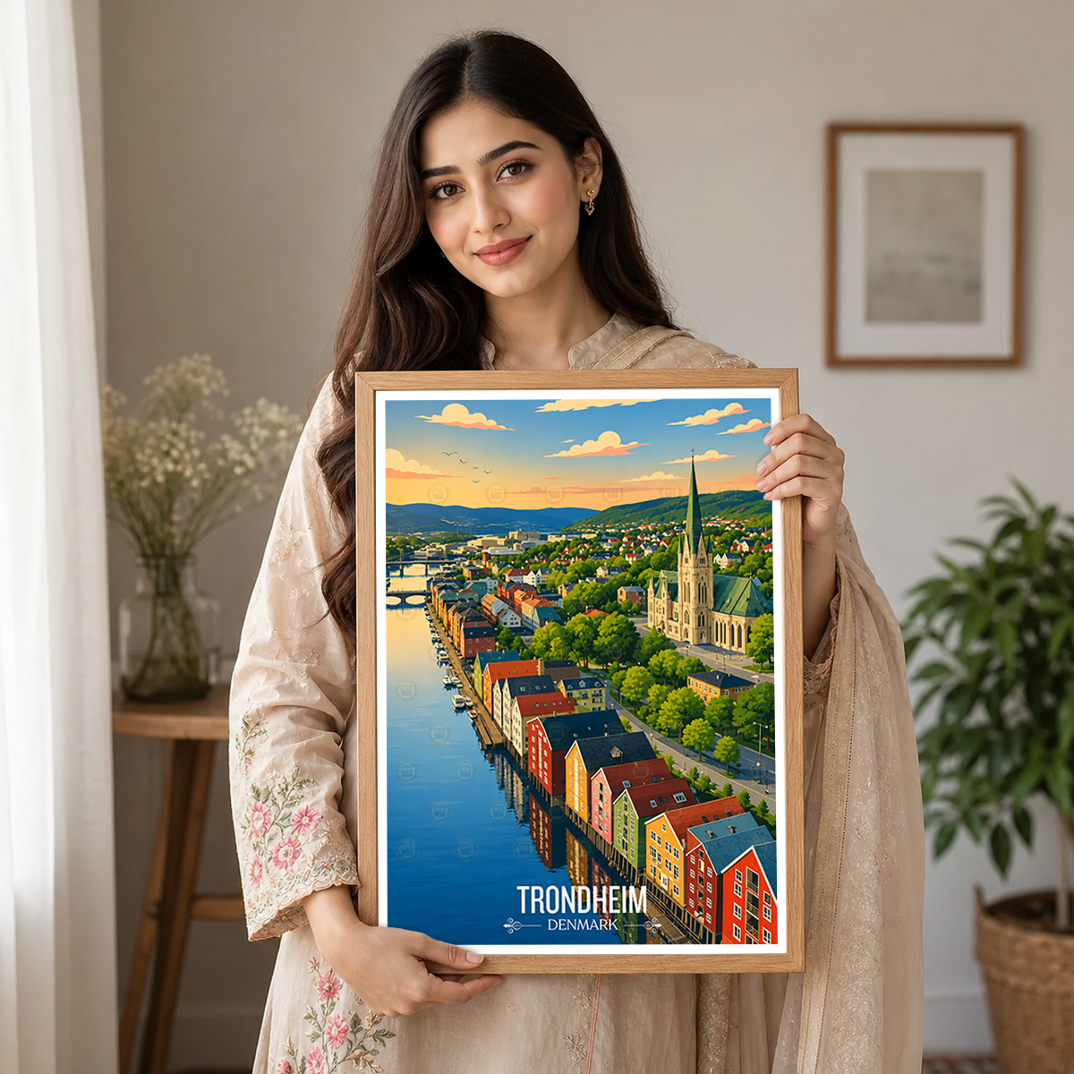 Trondheim - Denmark - Travel Poster Vintage Style Wall Art Print - Art Print - Travel Art Poster