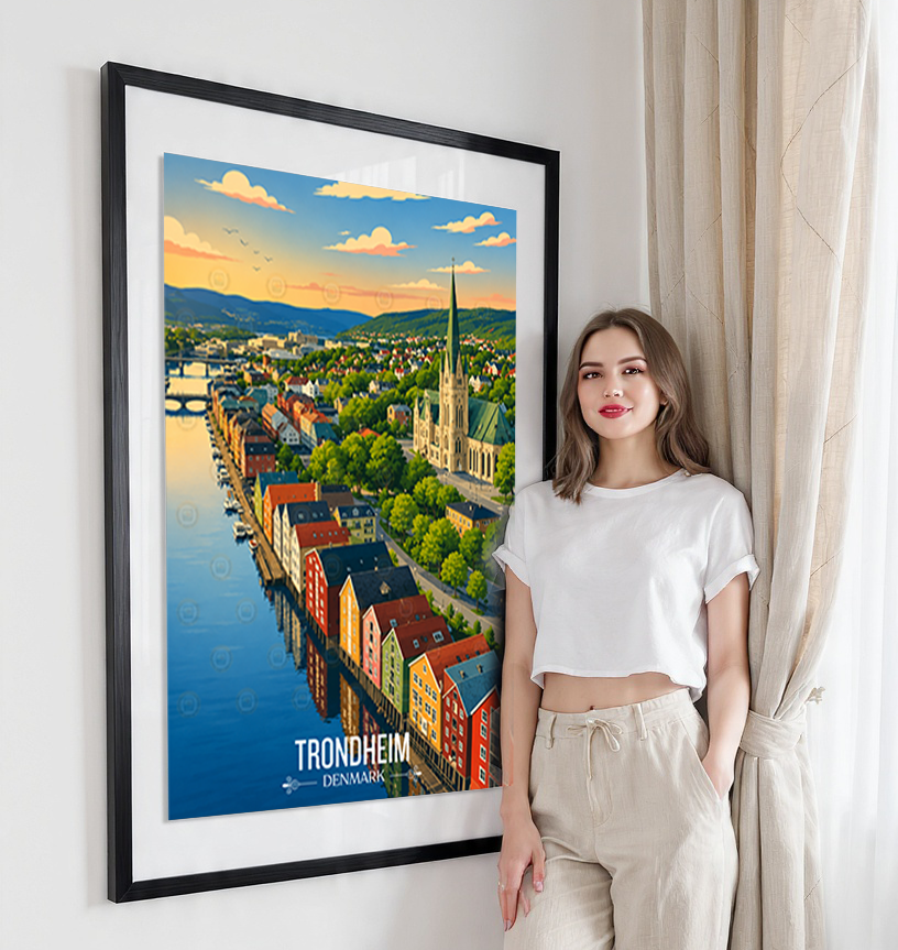 Trondheim - Denmark - Travel Poster Vintage Style Wall Art Print - Art Print - Travel Art Poster