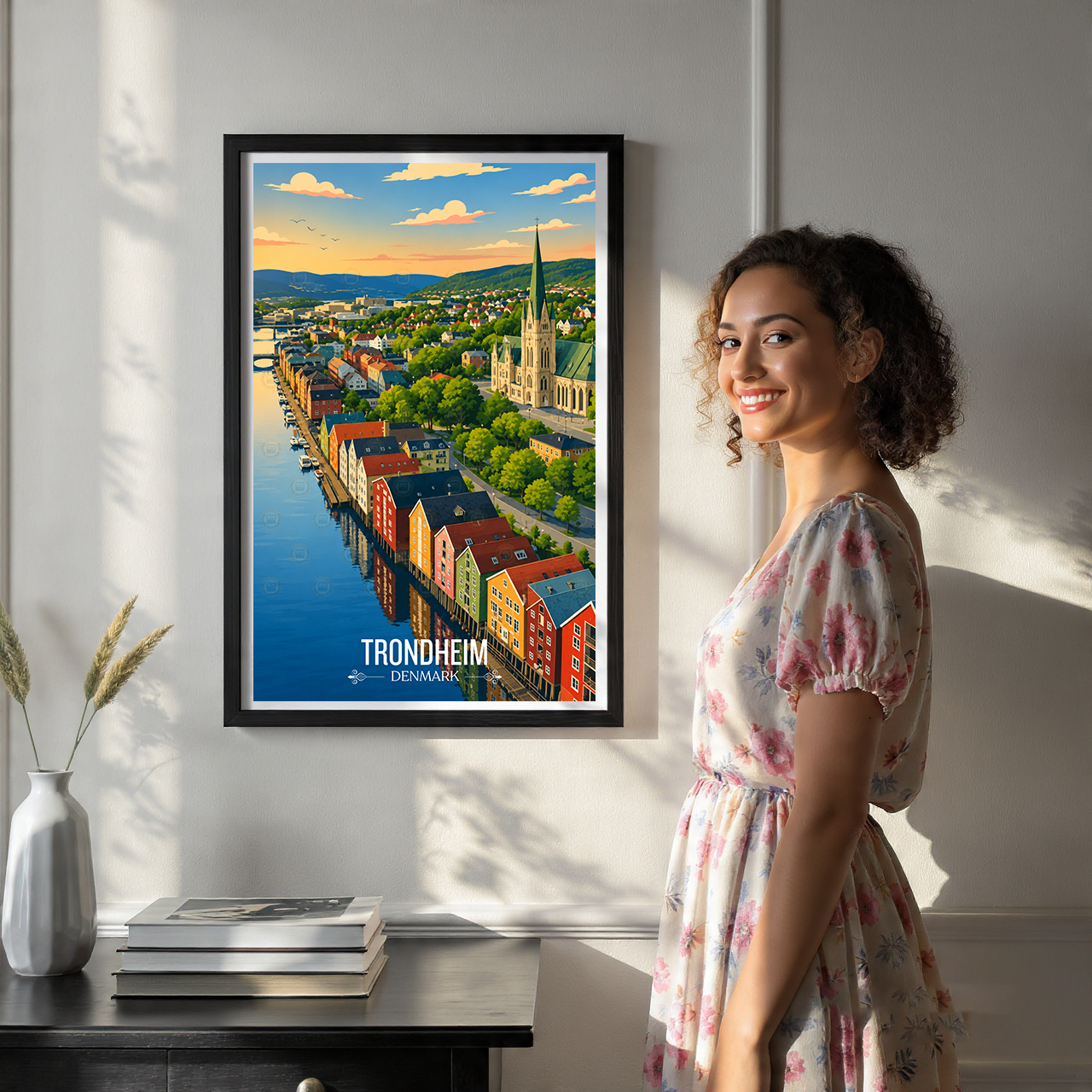 Trondheim - Denmark - Travel Poster Vintage Style Wall Art Print - Art Print - Travel Art Poster