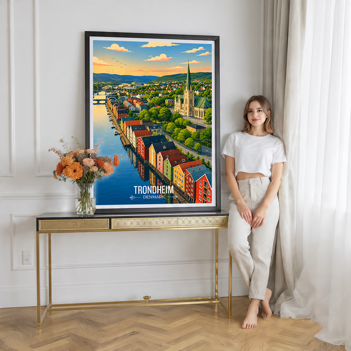 Trondheim - Denmark - Travel Poster Vintage Style Wall Art Print - Art Print - Travel Art Poster