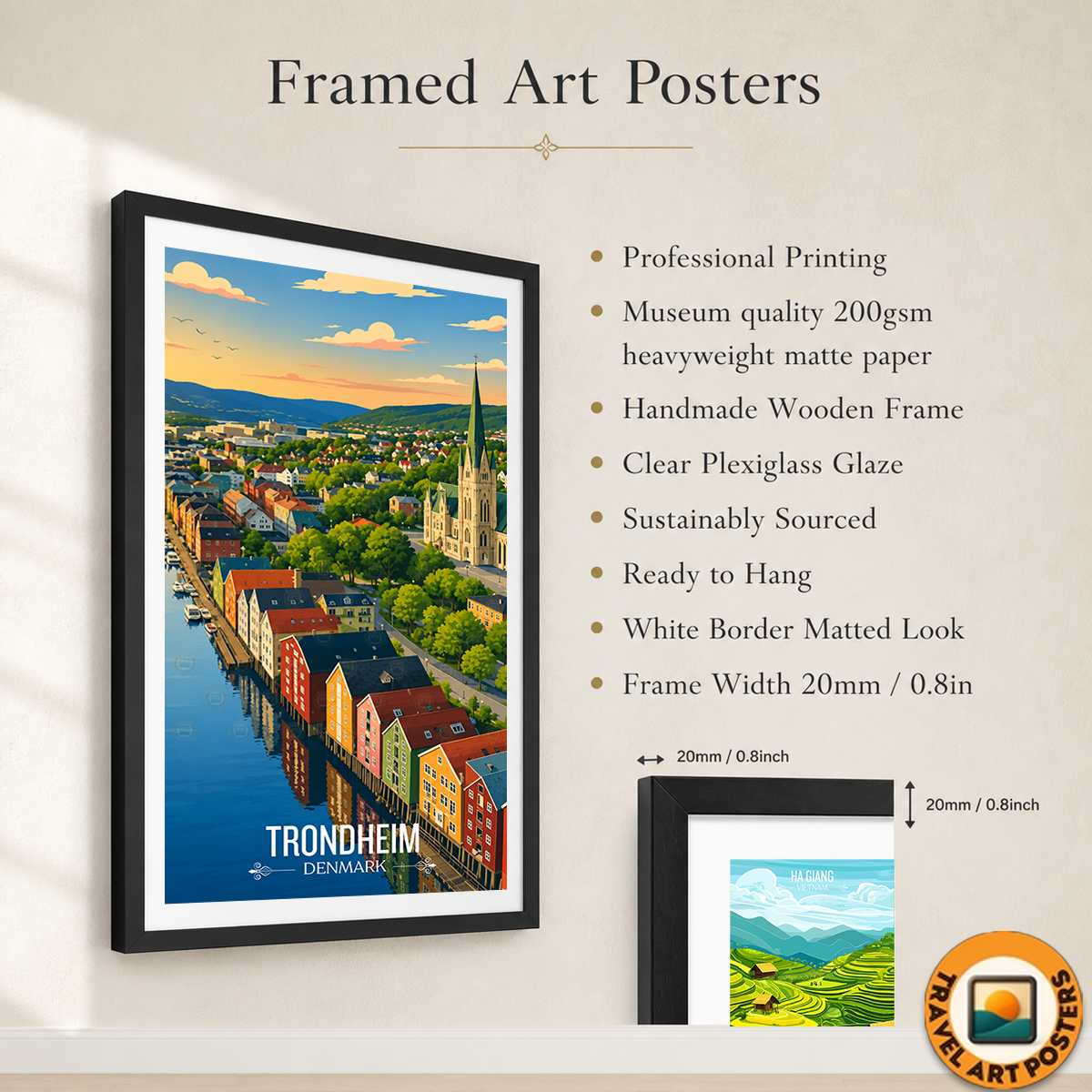 Trondheim - Denmark - Travel Poster Vintage Style Wall Art Print - Art Print - Travel Art Poster