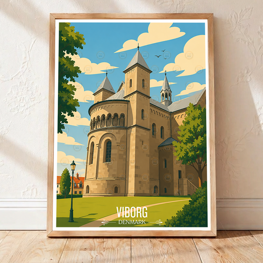 Viborg - Denmark - Travel Poster Vintage Style Wall Art Print - Art Print - Travel Art Poster