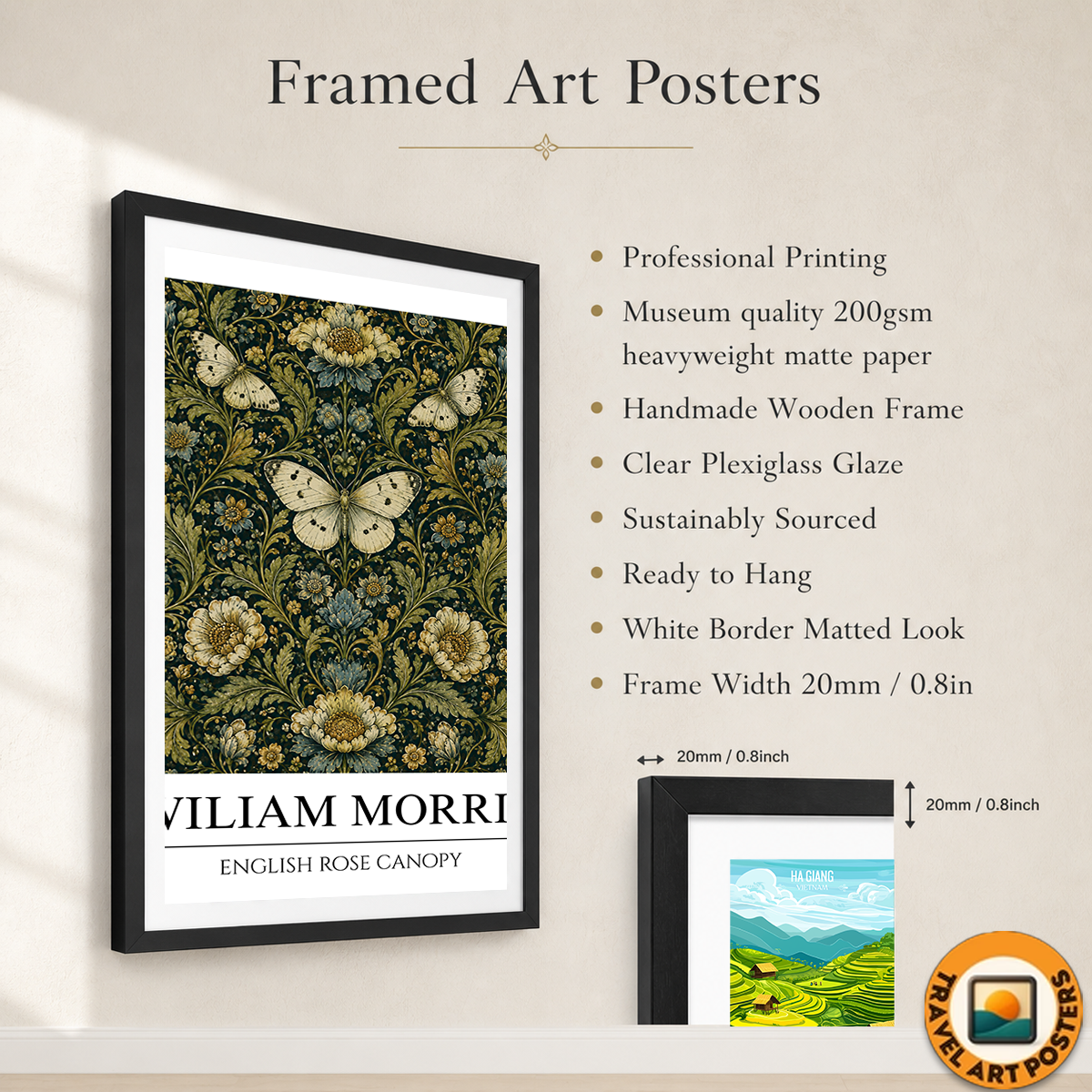 English Rose Canopy - William Morris - Wall Deco Poster Print - Art Print - Travel Art Poster
