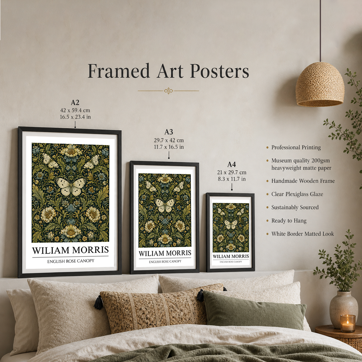 English Rose Canopy - William Morris - Wall Deco Poster Print - Art Print - Travel Art Poster