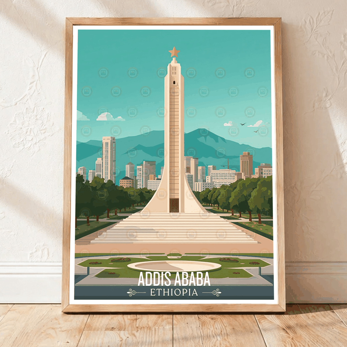 Addis Ababa - Ethiopia - Travel Art Wall Deco Poster | Modern Art Style - Travel Art Poster Print