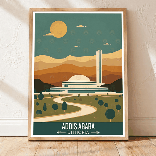 Addis Ababa - Ethiopia - Travel Art Wall Deco Poster | Modern Art Style - Travel Art Poster Print