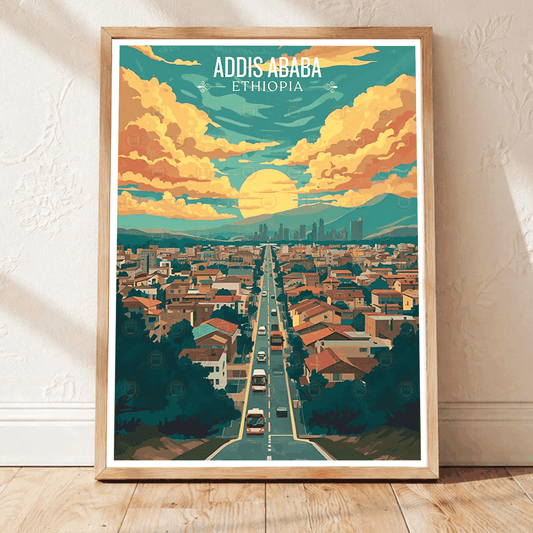 Addis Ababa - Ethiopia - Travel Art Wall Deco Poster | Modern Art Style - Travel Art Poster Print