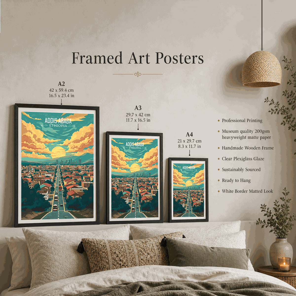Addis Ababa - Ethiopia - Travel Art Wall Deco Poster | Modern Art Style - Travel Art Poster Print