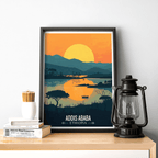 Addis Ababa - Ethiopia - Travel Art Wall Deco Poster | Modern Art Style - Travel Art Poster Print