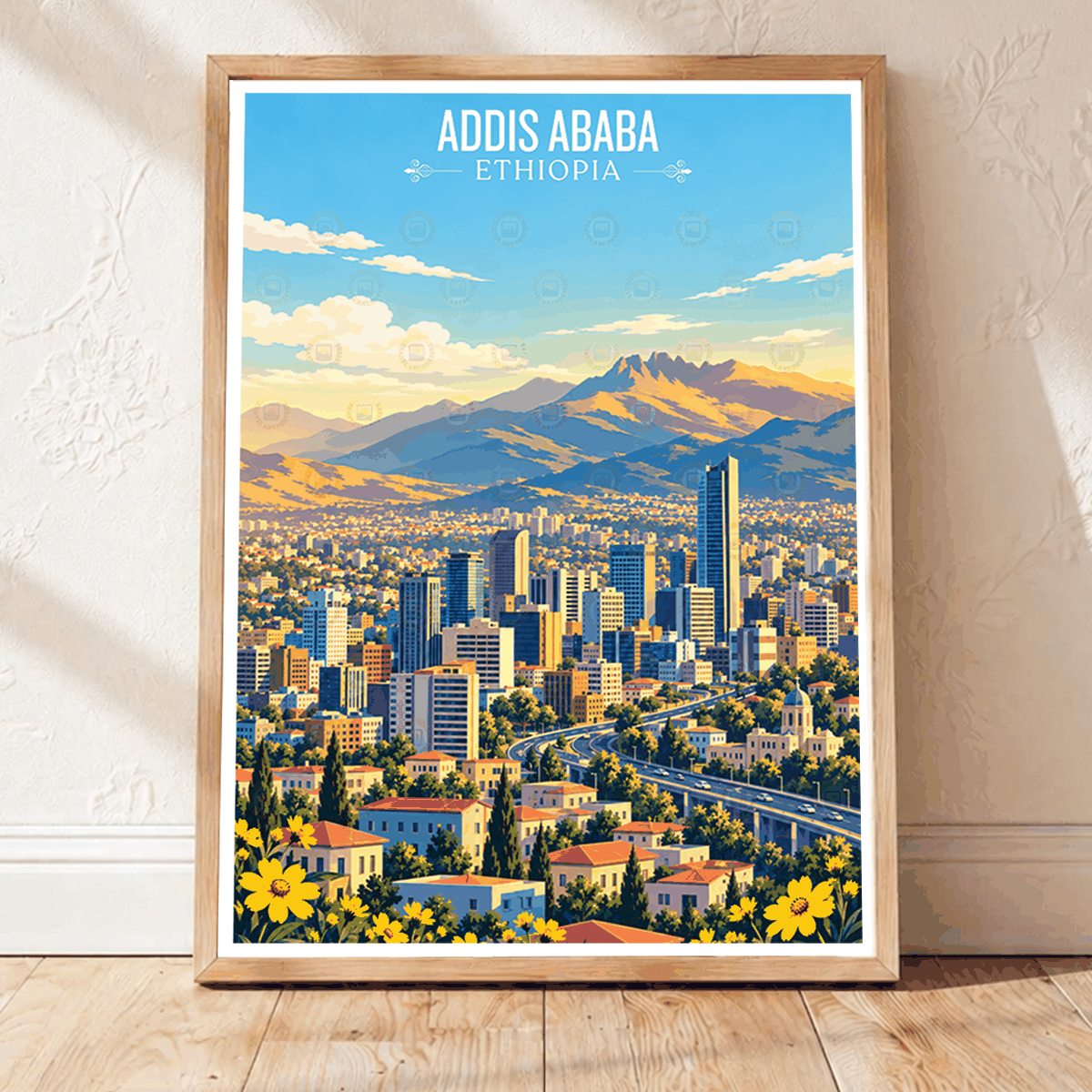 Addis Ababa - Ethiopia - Travel Art Wall Deco Poster | Modern Art Style - Travel Art Poster Print