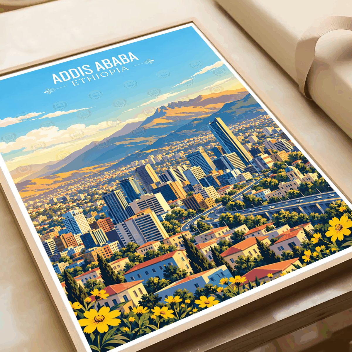 Addis Ababa - Ethiopia - Travel Art Wall Deco Poster | Modern Art Style - Travel Art Poster Print