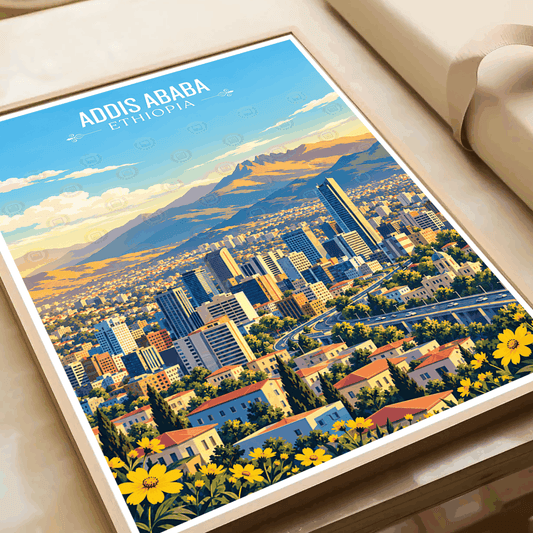 Addis Ababa - Ethiopia - Travel Art Wall Deco Poster | Modern Art Style - Travel Art Poster Print