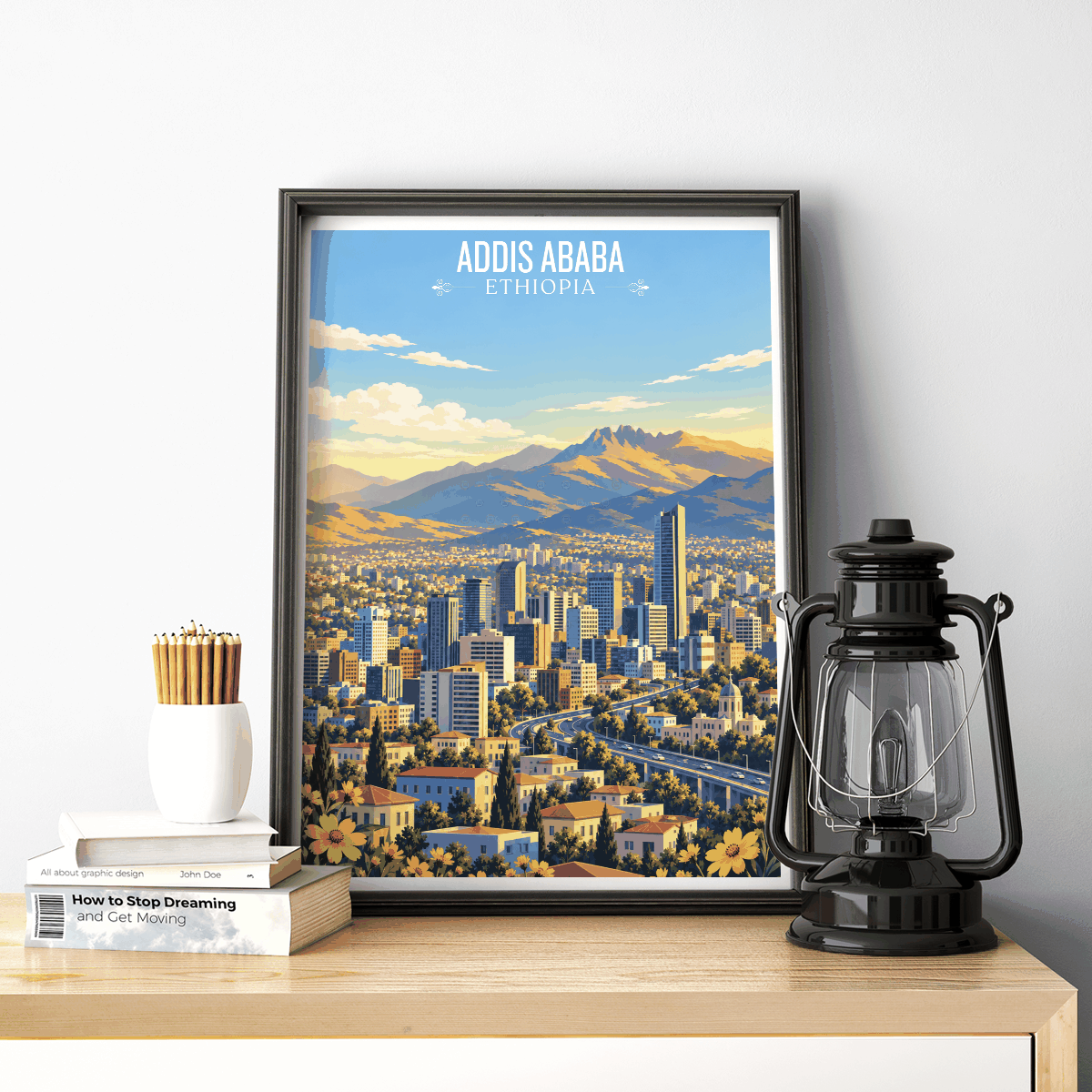 Addis Ababa - Ethiopia - Travel Art Wall Deco Poster | Modern Art Style - Travel Art Poster Print
