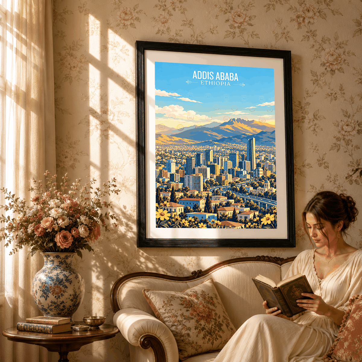 Addis Ababa - Ethiopia - Travel Art Wall Deco Poster | Modern Art Style - Travel Art Poster Print