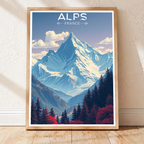 French Alps - France - Travel Art Wall Deco Poster - Art Print - Travel Art Poster