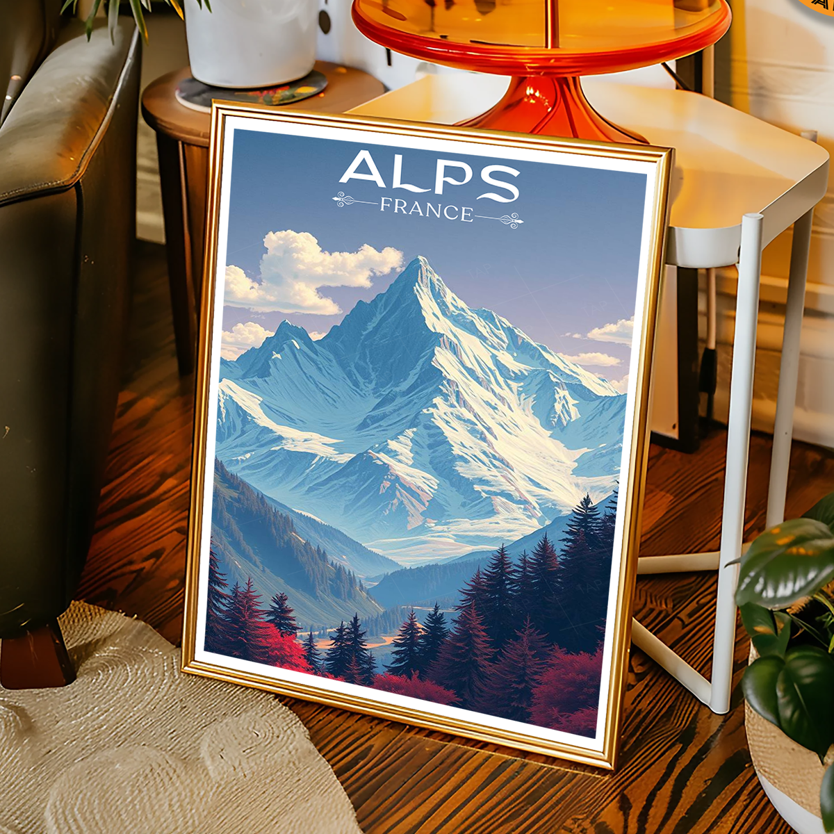 French Alps - France - Travel Art Wall Deco Poster - Art Print - Travel Art Poster